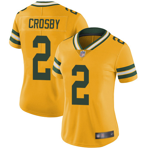 Green Bay Packers Limited Gold Women 2 Crosby Mason Jersey Nike NFL Rush Vapor Untouchable